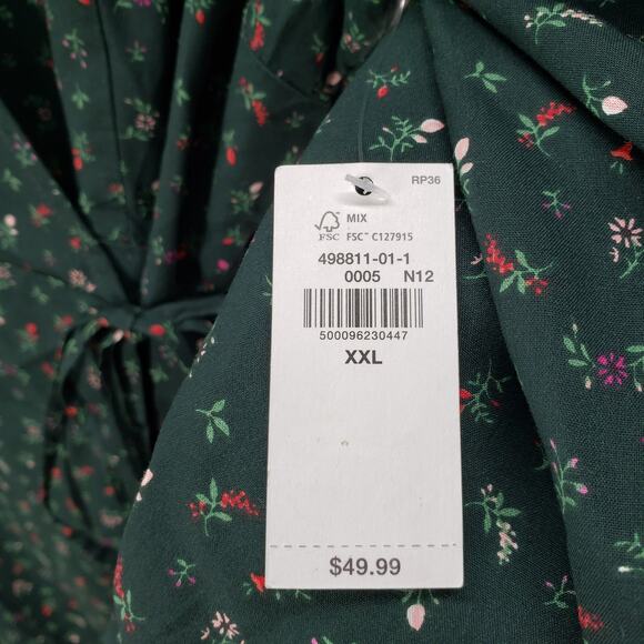 Old Navy New Women's Green Mini Floral Rayon Wrap Dress Size XXL - Picture 9 of 14
